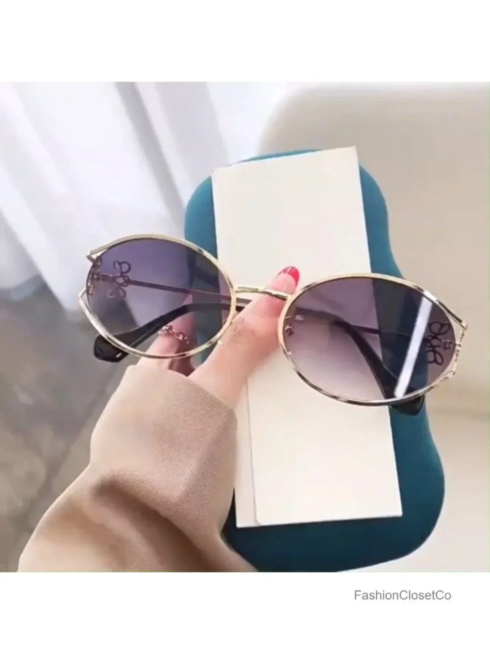 Luxury Metal Floral Frame Polarized UV400 Protection Square & Oval Sunglasses